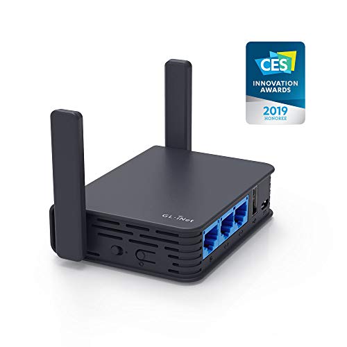 GL.iNet GL-AR750S-Ext (Slate) Gigabit Travel AC VPN Router, 300Mbps(2.4G)+433Mbps(5G) Wi-Fi, 128MB RAM, Soporte de MicroSD, Puente Repetidor, OpenWrt/LEDE preinstalado, Cloudflare DNS
