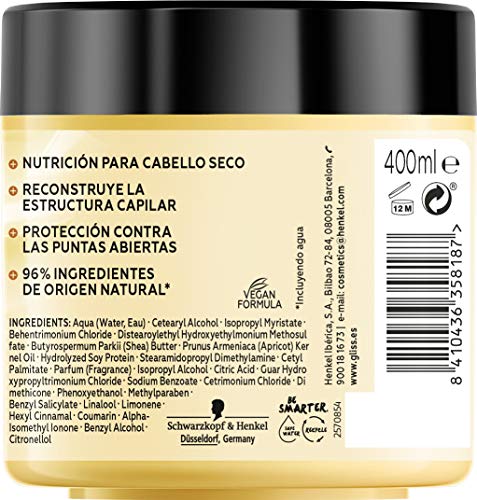 Gliss - Mascarilla Proteína 4 En 1 Manteca Karité 400Ml