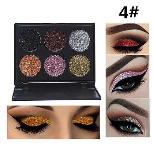 Glitter Polvo Paleta de Maquillaje Profesional, Ruwhere 6 Colores Purpurina Gel Arte de Uñas Decoración cara cuerpo labios sombra de ojos maquillaje con purpurina Maquillaje de Ojos Sombra