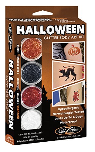 GlitZGlam Kit de Tatuajes de Purpurina para Halloween - ¡Hipoalergénicos y testeados dermatológicamente!