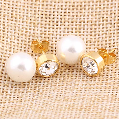 GLJIJID Aretes De Perlas De Circonio per forados De Personalidad De Ambiente Elegante, Aretes De Titanio De Acero No Alérgicos, Adecuados para Todo Tipo De Oro De Fiesta