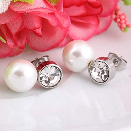 GLJIJID Pendientes De Perlas De Circonio per forados con Una Personalidad Elegante Y Atmosférica, Aretes De Titanio De Acero No Alérgicos, Adecuados para Todo Tipo De Aceros De Fiesta