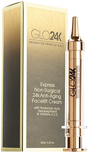 GLO24K Crema de estiramiento facial instantáneo con de 24 k, no quirúrgico, antiarrugas de acción rápida