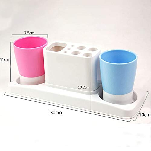 Glossia Portacepillos de Dientes Creativo y Simple Creativo Portacepillos de Dientes Set Taza de Enjuague Bucal Taza Doble Juego de Lavado Taza de Pareja