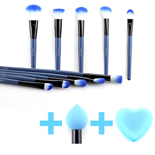 Glow Set de brochas para maquillaje (34 Piezas, Azul)