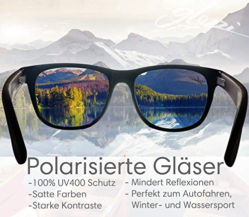 glozzi Gafas de sol de madera polarizadas para hombres y mujeres UV 400 Categoría 3 con estuche - Zebrano