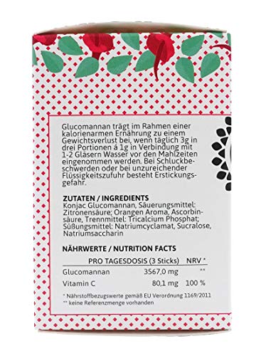 Glucomanano, 30 bolsitas, Pérdida de Peso con glucomanano de konjac, 3500 mg de glucomanano por dosis diaria, enriquecido con vitamina C, alta capacidad de hinchamiento para una saciedad rápida