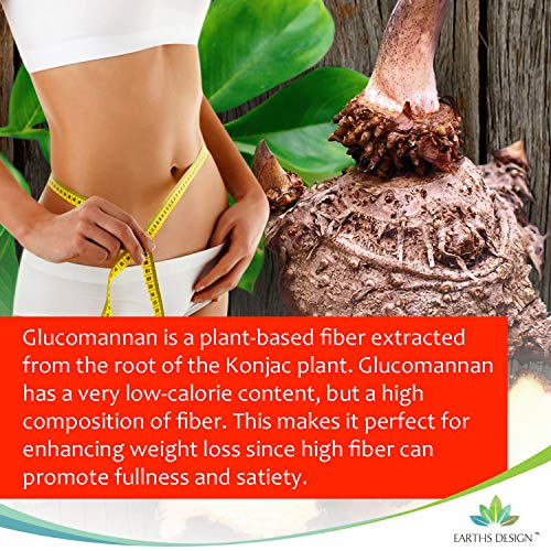 Glucomanano 500mg - Fibra Natural de la Raíz del Konjac - Para Hombres y Mujeres - 180 Cápsulas de Earths Design