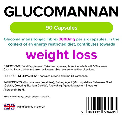 Glucomanano 500mg (Konjac Fibra) 90 Cápsulas