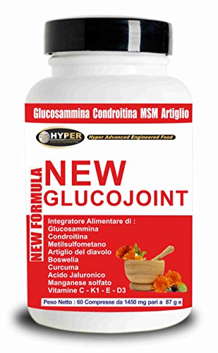 Glucosamina Coindroitina MSM Suplementos de ácido hialurónico Articulaciones Garra del diablo Cúrcuma Boswellia Manganeso Vitaminas C K1 y D3 (Glucojoint 1 Box de 60 tabletas)
