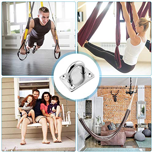 Gobesty Placa de Ojo, 4 Piezas Almohadilla de Acero Inoxidable Placa de Ojo Gancho de Anillo de Grapas de Metal con 4 Orificios para Hardware Marino Gancho de Grapa Loop Colgantes Macetas y cercas