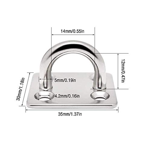Gobesty Placa de Ojo, 4 Piezas Almohadilla de Acero Inoxidable Placa de Ojo Gancho de Anillo de Grapas de Metal con 4 Orificios para Hardware Marino Gancho de Grapa Loop Colgantes Macetas y cercas