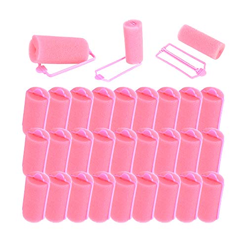 Gobesty Rodillos de esponja para el cabello, 30 piezas de rulos de espuma para peinar el cabello Herramientas de torsión para peluquería DIY para mujeres y niñas, rosa, 2.5 cm