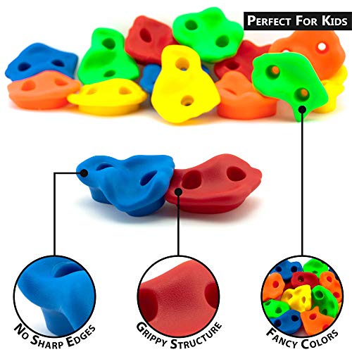 GO!elements 15 presas de Escalada Kids Set Outdoor Incl. Material de fijación | Piedras de Escalada para Paredes | Piedras de Colores para Torres de Juegos para niños con Tornillos, Size:15 Set