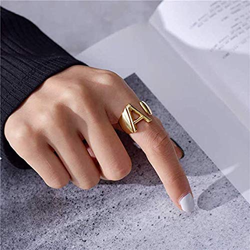 GoldChic Jewelry Anillo Abierto para Dama Letra Alfabeto A Charm Ring - Cobre latón Chapado en 18K Oro - Gratis Caja de Regalo