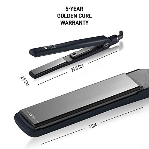 Golden Curl Plancha de Pelo Profesional GL829 para Todos los Tipos de Cabello - Garantía Increíble de 5 Años (Negro Nero)