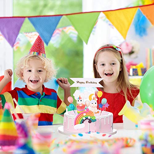 GOLDGE 25pz Decoracion Tarta Unicornio para Niños, Toppers para Tartas Happy Birthday Globos Arcoiris Estrella Cake Fiesta de La Fiesta para Cumpleaños Boda