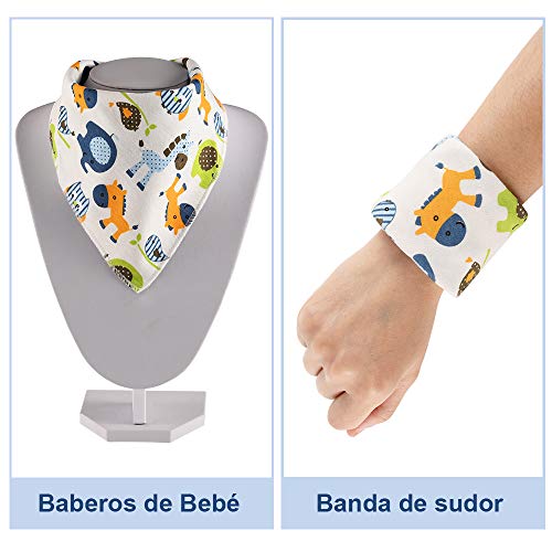 Goldge MIni Guante Dentición Bebé +1 Gasas Bebe Algodon Muselina+1 Chupete Fruta +2 Bolsa de silicona,Protege Manos Bebés Regalo Perfecto para Bebés
