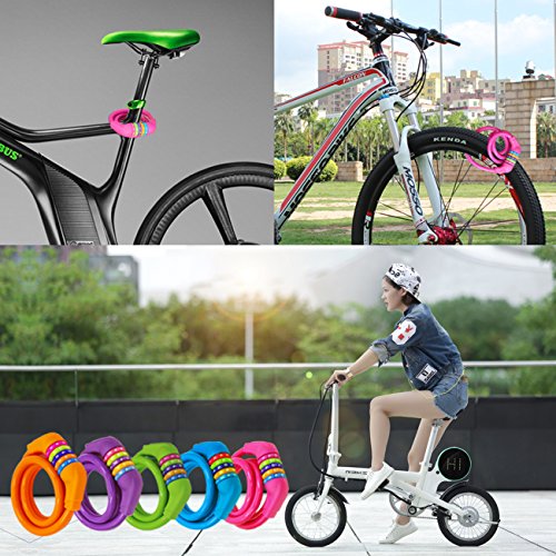 GOLDPOOL Candado para Bicicleta - Candados de Cable en Espiral Combinación de 5 Cifras, Antirrobo Bicicleta con 110 cm de Alta Seguridad