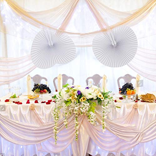 GoMaihe 60Pcs Abanicos PAI PAI para Bodas, Ventilador de Mano Redondo y en Forma de Corazón, Abanicos Boda para Invitados, Wedding Paper Fan Foldable Pocket Fan, Blanco