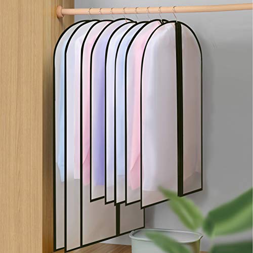 GoMaihe Fundas de Ropa 12 PCS, 60 x 120 / 100cm Bolsa de Traje Transparente Bolsas de Ropa, Vestido de Noche Vestido de Novia Abrigos Camisas Polilla Protección Repelente al Agua, Negro