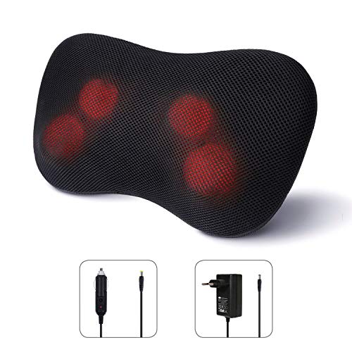 GOMAR Almohada de Masaje Masajeadores Shiatsu para Cuello Hombro Espalda Cabezales de Masaje giratorios 3D Alivio del Dolor Muscular
