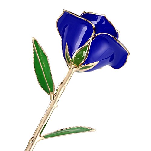 Gomyhom Rosa 24K, Rosa de Oro Chapada en Oro con Caja de Regalo para Madre para Amor en el Día de San Valentín para Aniversario para Amigos como Un Regalo de Cumpleaños (Azul)