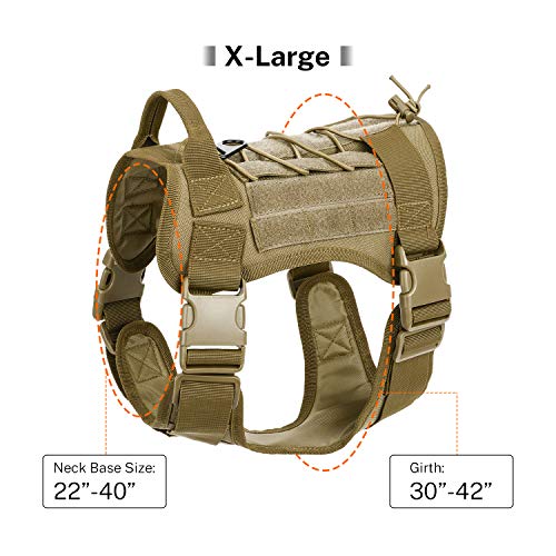 Gonex Arnés Perros Chaleco Táctico para Perro Entrenamiento Militar Molle Accesorios Protección para Mascota al Aire Libre, 1000D Nylon Transpirable Cómodo con Asa y 2 Bolsos Desmontables (Caqui, XL)