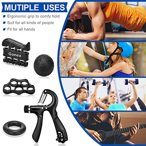 Gonex Contando Fortalecedores de Mano Kit de Entrenamiento de Agarre de antebrazo, Agarrador de Mano Ajustable, Ejercitador de Dedos, Estirador de Eedos, Anillo de Ejercicio y Bola de Agarre