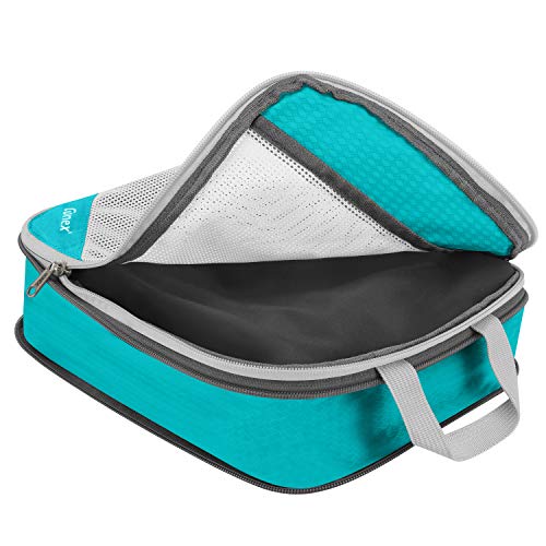 Gonex Organizador para Maletas Viaje Equipaje, Portatrajes Bolsas de Embalaje Almacenaje para Ropa Zapatos Cosméticos Cubos Ultraligeros Ahorro de Espacio Nylon Rip-Stop, (Kit de 6 pcs, Azul Claro)