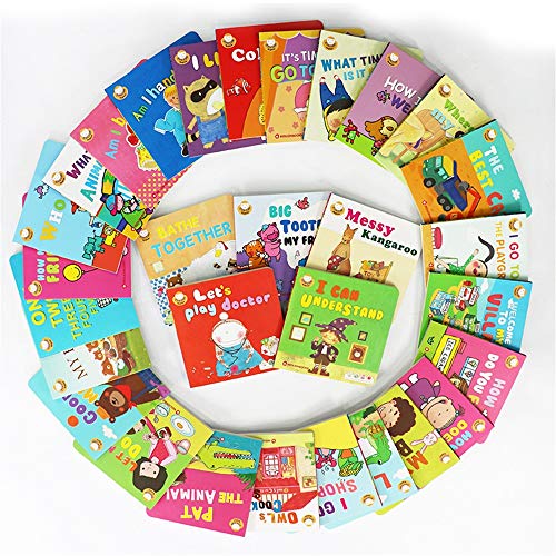 GonFan Los Libros para niños Inglés Completo 30 Inglés Libros de imágenes 0-6 años Los niños Cero Inglés básico de la Ilustración (Color : Multi-Colored, Size : 31.4x15.7x15.5cm)