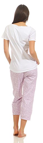 Good Deal Market - Pijama de verano para mujer en diferentes modelos. Algodón ligero. Tallas desde 36/38 hasta 48/50 Color blanco con estampado capri. Large