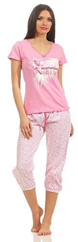 Good Deal Market - Pijama de verano para mujer en diferentes modelos. Algodón ligero. Tallas desde 36/38 hasta 48/50 Rosa con pantalón pirata Large