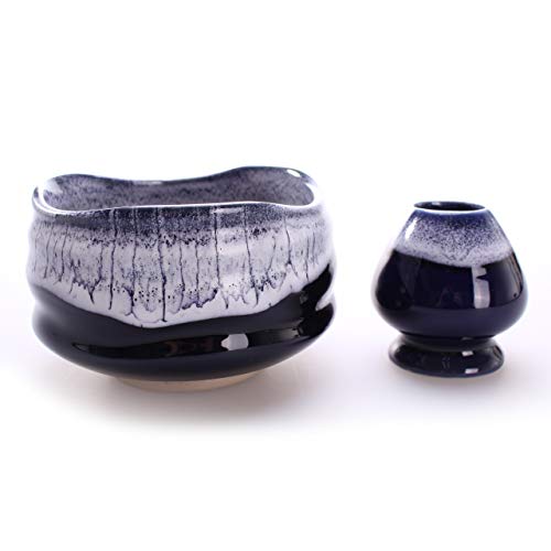 Goodwei Juego de té Matcha Premio - Cuenco Ceremonial, Batidor de Bambú y Soporte - Caja de Regalo (Kori, 80)