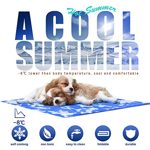 GoPetee Alfombrilla de Refrigeración para Mascotas Cama de Perro y Gato para Verano Animales Manta de Dormir Fresco Cojín