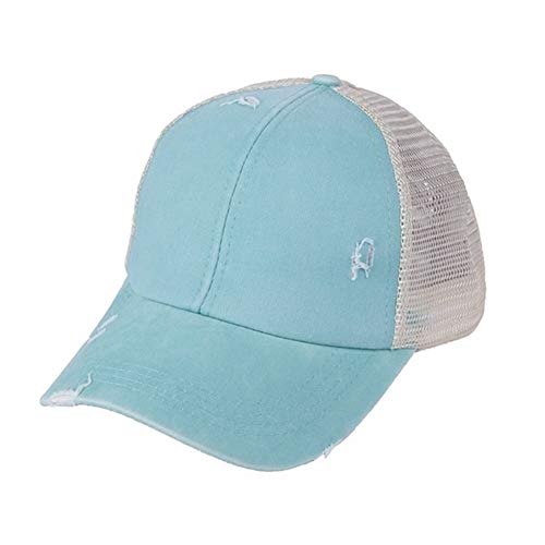 Gorra de beisbol Gorra de béisbol cola de caballo Pelo sucio sombrero for las mujeres de lavado de algodón Rebote casquillo ocasional visera del verano sombrero al aire libre ( Color : Sky Blue )