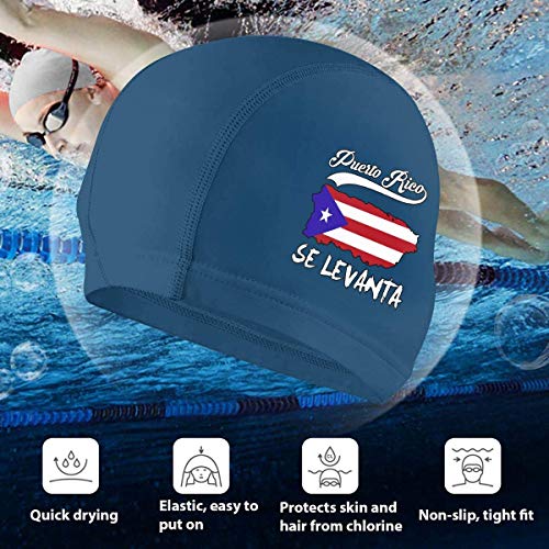 Gorra de natación, Puerto Rico Se Levanta Swim Cap for Women Men - Stylish Swimming Caps Waterproof UV Protection PU Bathing Caps