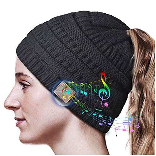 Gorro Bluetooth, Gorro Bluetooth Inalámbrico, Gorro de Invierno Mejorado Bluetooth 5.0 con Auriculares, Gorro Bluetooth Lavable, Suave Cálido para Mujeres Deportes al Aire Libre, Regalos para Navidad