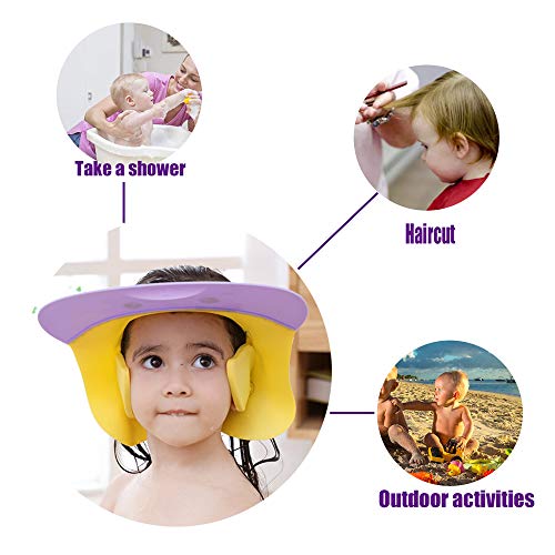 Gorro de champú,Gorro de ducha bebe,Gorra de Ducha de Silicona Suave de Dibujos Animados,Visera de baño Ajustable para Niños para Lavarse el Cabello sin Irritarse los Ojos (para 1 – 12 años de edad)