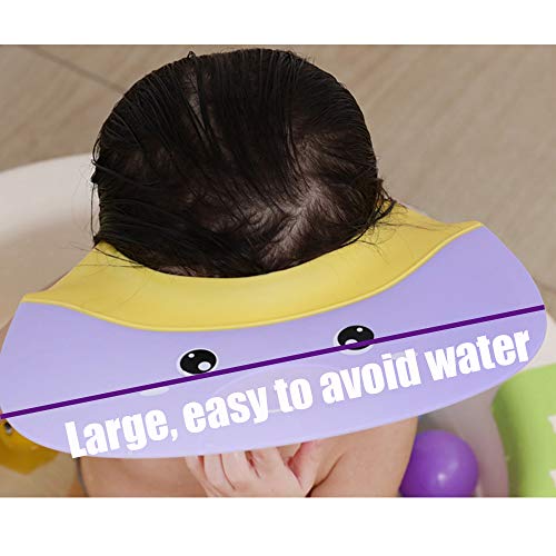 Gorro de champú,Gorro de ducha bebe,Gorra de Ducha de Silicona Suave de Dibujos Animados,Visera de baño Ajustable para Niños para Lavarse el Cabello sin Irritarse los Ojos (para 1 – 12 años de edad)