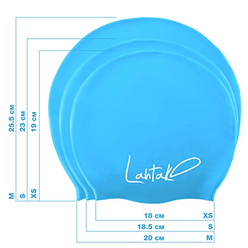 Gorro de Natación para Pelo Largo Infantil - Gorro Piscina para Niña, Niño y Bebe con Rastas o Pelo Largo y Rizado - Gorro de Piscina de Silicona 100% Hipoalergénica (Aqua Blue S)