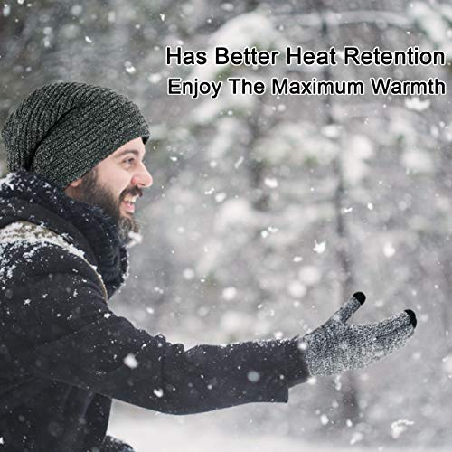 Gorro Invierno Hombre con Bufanda, Calentar Sombreros Gorras Beanie de Punto Forro de Lana, Gorro y Bufanda Invierno Hombre Beanie con Bufanda, Suave al Tacto, Agradable para la Piel (Gris)