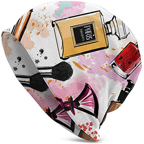 Gorro unisex Beanie Caps de TABUE con patrón de maquillaje y perfume, moderno sombrero de esquí para invierno