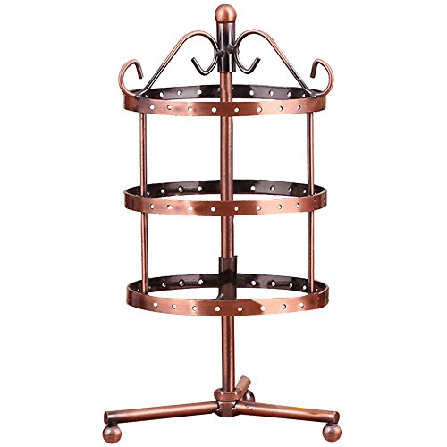Gosear 72 Hoyos Metal Rotativo Soporte de exhibición para Pendiente Collar Joyas Pantalla Bronceador