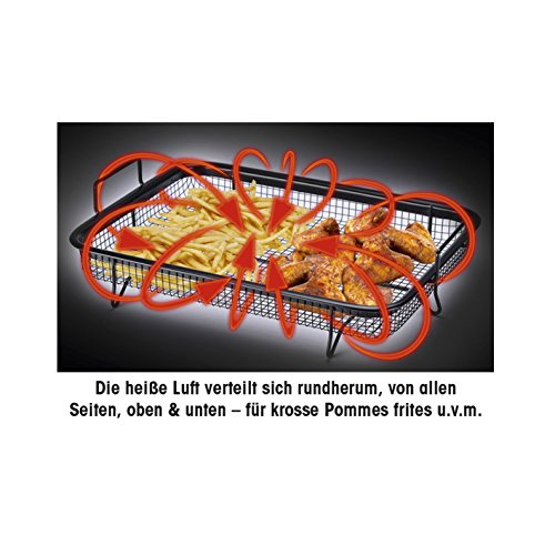 GOURMETmaxx Cesta de parrilla de aire caliente para hornear y cocinar con poca grasa | 360° efecto de cocción sin girar, con revestimiento antiadherente, apta para el lavavajillas