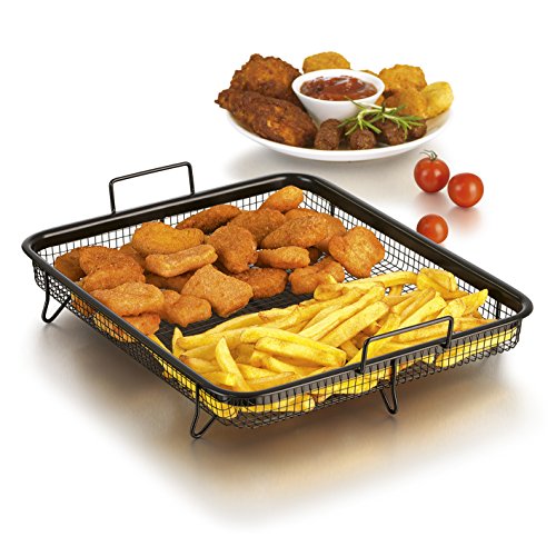 GOURMETmaxx Cesta de parrilla de aire caliente para hornear y cocinar con poca grasa | 360° efecto de cocción sin girar, con revestimiento antiadherente, apta para el lavavajillas