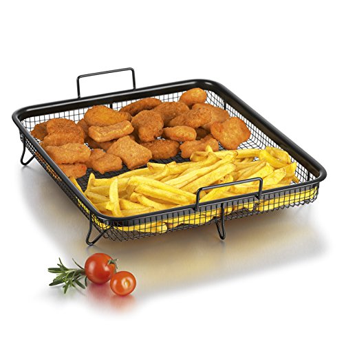 GOURMETmaxx Cesta de parrilla de aire caliente para hornear y cocinar con poca grasa | 360° efecto de cocción sin girar, con revestimiento antiadherente, apta para el lavavajillas