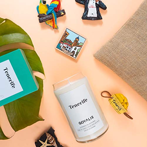 GOVALIS Vela Tenerife | Perfumadas y Aromáticas | Cera de Soja & Coco 100% Natural – Velas Recuerdos Relajación Decorativas Yoga Grandes Blancas Cumpleaños Regalos Originales – 70-90 h – 390 g