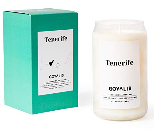 GOVALIS Vela Tenerife | Perfumadas y Aromáticas | Cera de Soja & Coco 100% Natural – Velas Recuerdos Relajación Decorativas Yoga Grandes Blancas Cumpleaños Regalos Originales – 70-90 h – 390 g