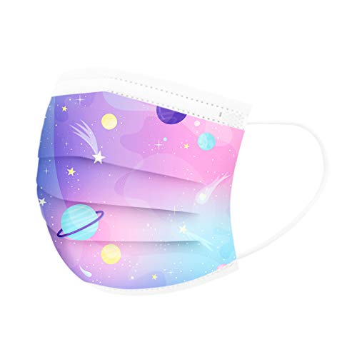 Gpure 50 PC/Caja Niña Desechables Púrpura Cielo Estrellado 3Ply Tela No Tejer ?Á????????? Ranspirables Filtro Humo ProteccióN Antipolvo A Prueba Exteriores Orejera EláStica Bufanda